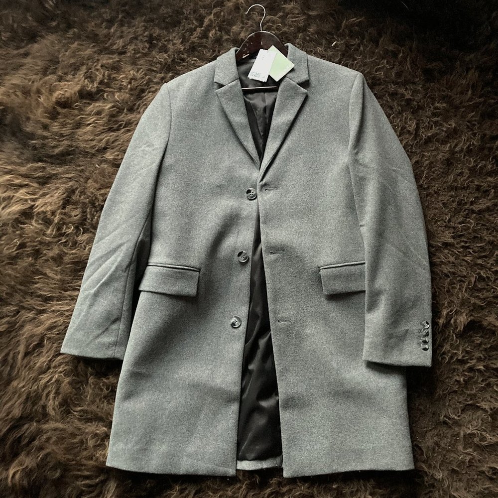 worn once. Men's Grey Coat - Wool blend